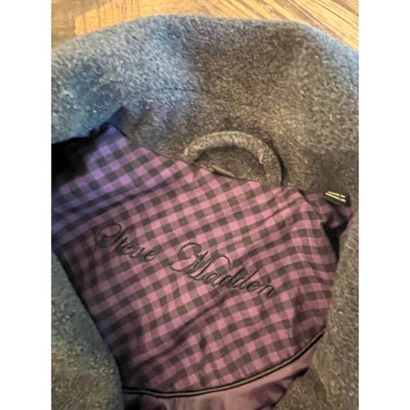 Steve Madden Wool Blend Pea Coat Jacket Women Medium Gray Neutral Minimalist - Picture 12 of 13